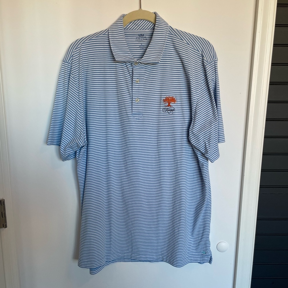 Peter Millar mens polo - kiawah island logo - blue and white